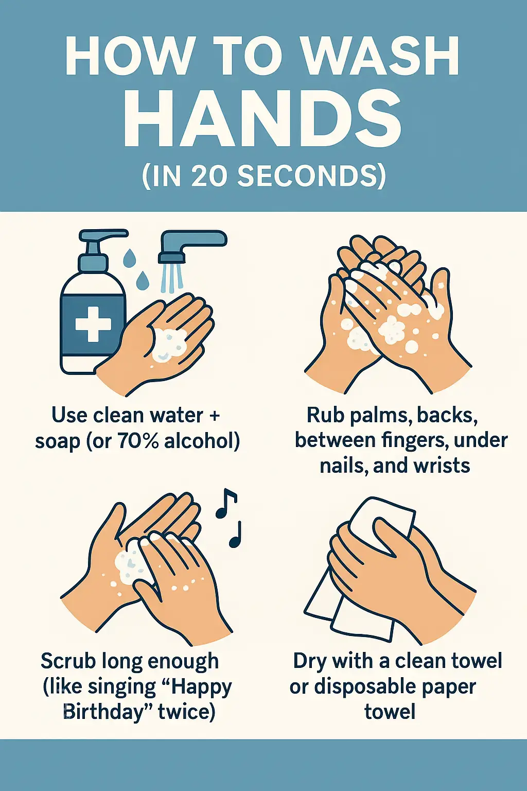 How to wash hands infographic